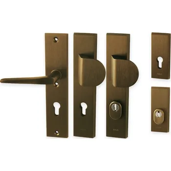 Dveřní kování Bezpečnostní kování AXA - ATLAS 2 hliník Provedení: madlo/kl. s PZ otvorem pro vložku, Povrch: F4 - bronz elox, Rozteč: 92 8584138327694