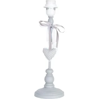 Lampička Šedá dřevěná základna ke stolní lampě se srdíčky – Ø 12*38 cm E27/max 1*40W