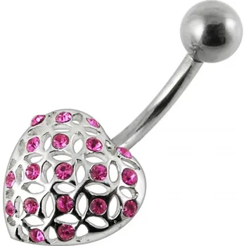 Piercing Šperky4U Stříbrný piercing do pupíku - srdíčko - BP01175-P