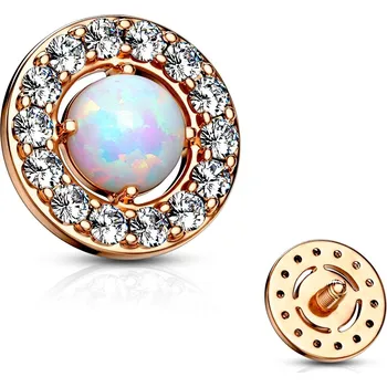 Piercing Šperky4U Zlacený microdermal - ozdobná část, opál - MD011-OP17