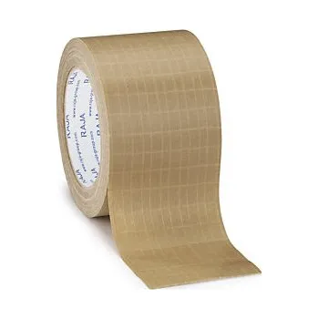 Lepicí páska Papírová lepicí páska 75mm, návin 25m, vyztužená 125g/m2, hnědá, tloušťka 265µm | RAJA - Balení po 24 ks