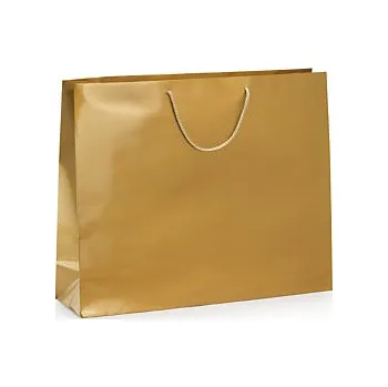 Dárková taška Dárkové tašky z lesklého papíru zlatá 550x450x150 mm - Balení po 1 ks