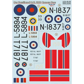 Plastikový model Print Scale 1/48 De Havilland DH 82B Queen Bee (wet decals)