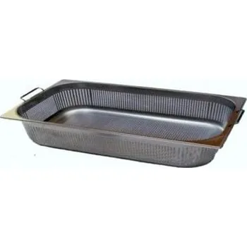 Nádoba na pečení Gastronádoba nerezová profi děrovaná GN 2/1 s úchyty 650x530 mm, hloubka: 200 mm M-21200 PU Sleva 645Kč
