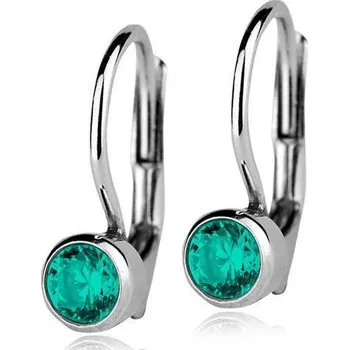 Náušnice Stříbrné náušnice se zelenomodrými kamínky 4 mm