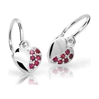 Náušnice Cutie Jewellery Dětské náušnice z bílého zlata srdíčka C2160-B Ruby Dark