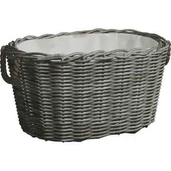 Vidaxl Koš na dřevo s držadly 60 x 40 x 28 cm šedá vrba