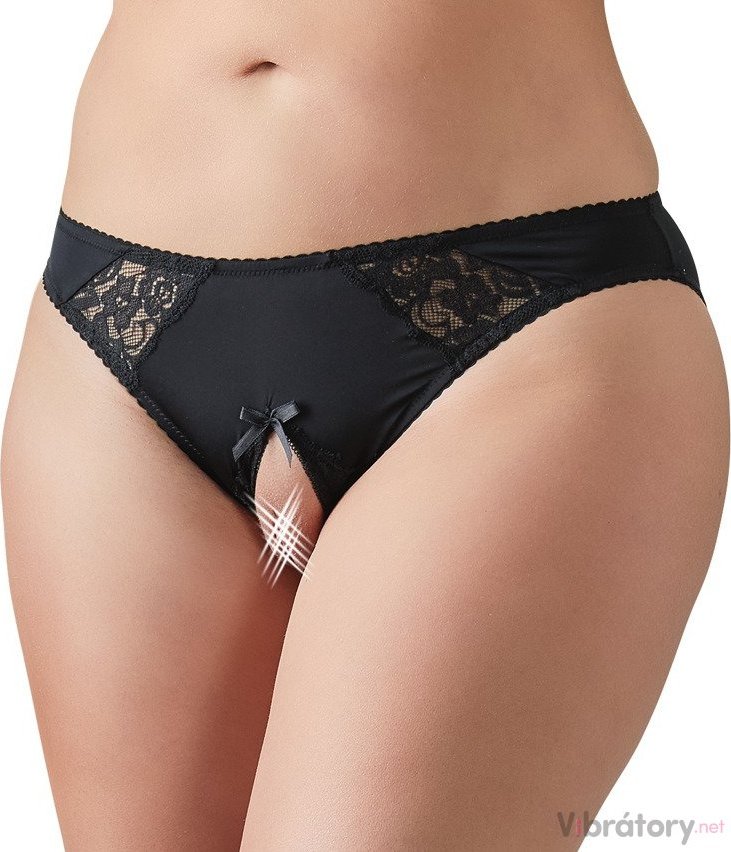 Kalhotky s otevřeným rozkrokem, krajkou a mašličkami Cottelli, XXXXL