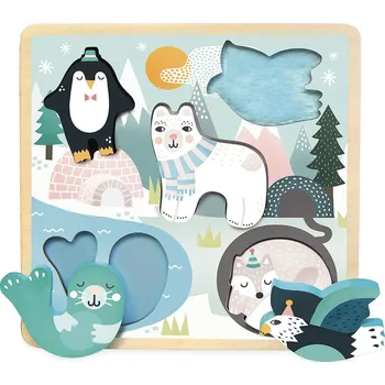Dřevěná hračka Senzorické puzzle Ice