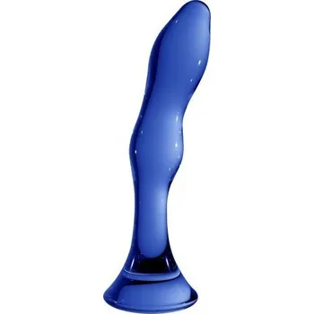 Dildo Shots Chrystalino Galant Blue, modré skleněné dildo 18 x 3,5 cm
