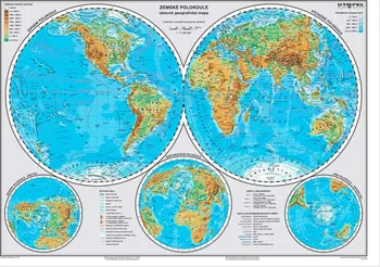 Plakát Ditipo Zemské polokoule a přírodní nej: mapa A3