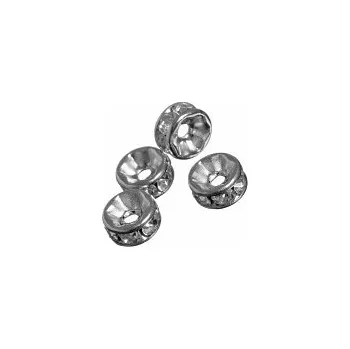 Materiál na výrobu šperku Ocelová rondelka s krystalky, 6x3 mm (2 ks)