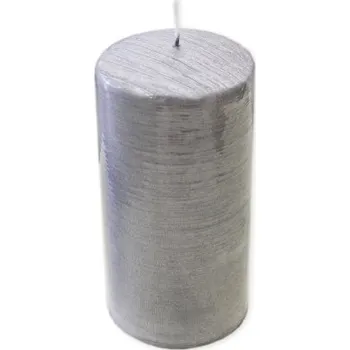 Svíčka Svíčka drápaná 7x10 cm - stříbrná