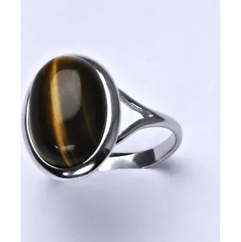 Prsten Stříbrný prsten, přírodní tygří oko, T 1454