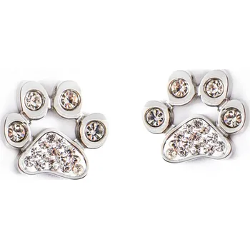 Náušnice Kočičí paní Náušnice kočičí tlapka se zirkony - chirurgická ocel (pecky)