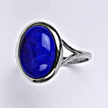 Prsten Stříbrný prsten,přírodní lazurit,lapis 14 x 10 mm, T 1454
