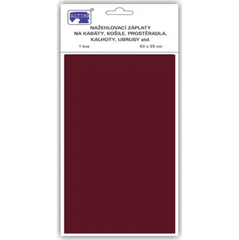 Klasická nažehlovací záplata vínová, 43x20 cm, 1ks