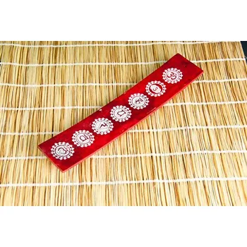 Vonná tyčinka Mani Bhadra Mani Bhadra Stojánek na vonné tyčinky 7 čaker červený mastek, 25,5 x 5 cm