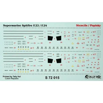 Plastikový model Tally Ho! 1/72 Supermarine Spitfire F.22/F.24 Stencils