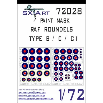 Plastikový model SX-ART 1/72 RAF Roundels Type B/C/C1 Painting Mask