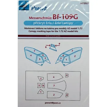 Plastikový model Peewit 1/72 Canopy mask Bf-109G Erla (AZ MODEL)