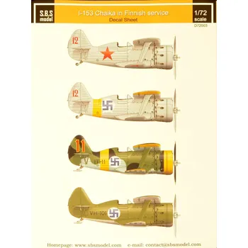 Plastikový model S.B.S model 1/72 Decal I-153 Chaika Finnish Airforce Vol.I