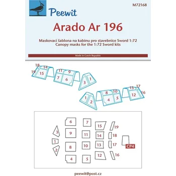 Plastikový model Peewit 1/72 Canopy mask Arado Ar 196 (SWORD)