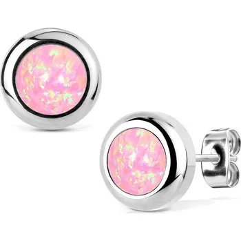 Náušnice NUBIS® Ocelové náušnice s opály 6 mm - NBP75-OP08