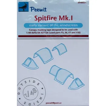Plastikový model Peewit 1/48 Canopy mask Spitfire Mk.I early (AIRFIX)