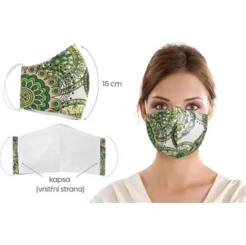 rouška Rouška s kapsou délka oblouku 15cm zelená mandala