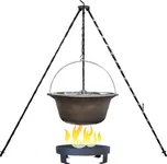 Litinový kotlík 7,2 L + klasická ocelová trojnožka 1,2 m + přenosné ohniště 36 cm + nerezová poklice
