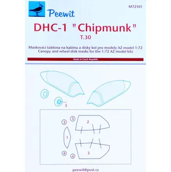 Plastikový model Peewit 1/72 Canopy mask DHC-1 Chipmunk T.30 (AZMO)