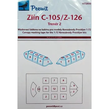 Plastikový model Peewit 1/72 Canopy mask Zlin C-105/Z-126 Trener 2 (KP)