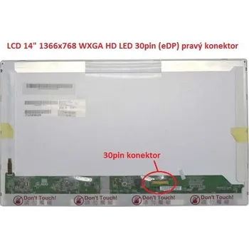 Počítač Display B140XW01 V.4 14" 1366x768 LED 30pin (eDP) pravý konektor lesklý povrch