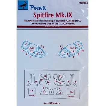 Plastikový model Peewit 1/72 Canopy mask Spitfire Mk.IX (AZ MODEL)