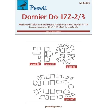 Plastikový model Peewit 1/144 Canopy mask Dornier Do 17Z-2/3 (MARK 1 MOD.)