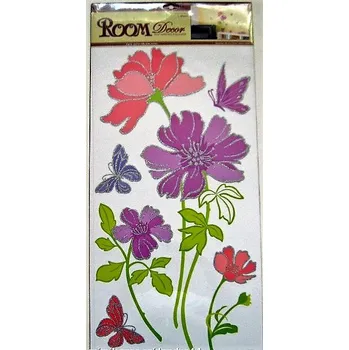 Samolepící dekorace Pokojová dekorace KYTKY se třpytkami 60x32cm