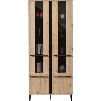 Knihovna Vysoká vitrína Nathan - dub artisan/černá