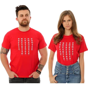 Pánské tričko Tričko Dévanágarí - červené Velikost: 40