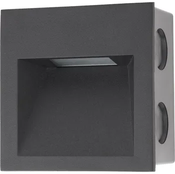 Noční světlo Arelux GS01NWIP20 BK Xghost, černé interiérové zápustné svítidlo do stěny, 2W LED 4000K, 9x9cm, IP20