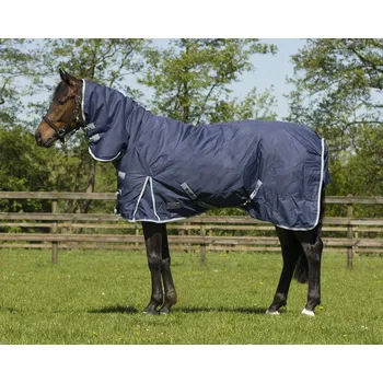 Deka pro koně QHP Deka výběhová nepromokavá QHP, s krkem, 300 g, dark blue Délka zad: 165 cm