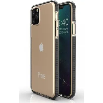 Transparentní kryt s barevným rámem z měkkého plastu pro iPhone 11 Pro Max - černý