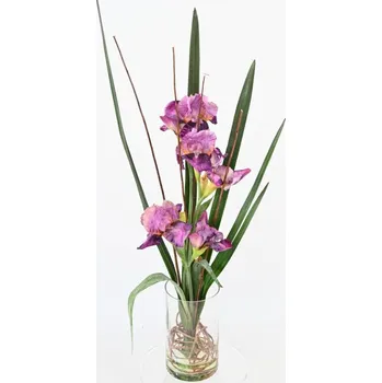 umělá květina Kompozice umělý IRIS purpurový, 80cm (Luxusní umělá květina)