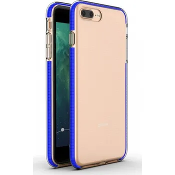Pouzdro na mobilní telefon Transparentní kryt s barevným rámem z měkkého plastu pro iPhone 7 Plus / 8 Plus - modrý