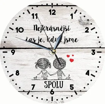 Hodiny Bohemia Gifts Dřevěné hodiny 24 cm pro zamilované