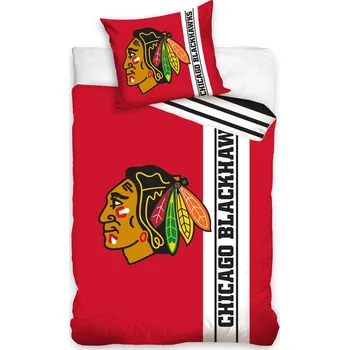 Povlečení Tiptrade NHL Chicago Blackhawks Belt 140 x 200, 70 x 90 cm zipový uzávěr