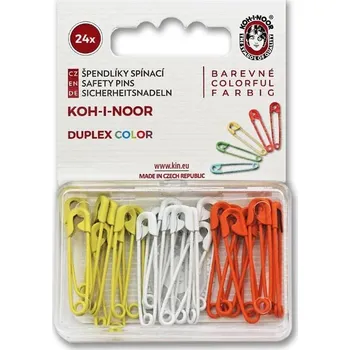 Spínací špendlík Duplex(28mm), 24ks, bílý a oranžový