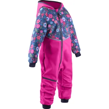 Dětská móda Unuo Mini Květinky softshellová kombinéza fuchsiová