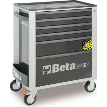 VOZÍK NÁŘAĎOVÝ S ŠESTI ZÁSUVKAMI, OCELOVÝ, LAKOVANÝ, ŠEDÝ, PRÁZDNÝ