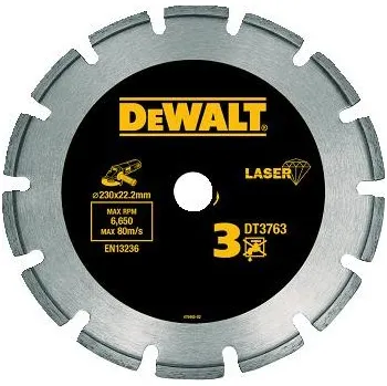 Řezný kotouč Dia řezný kotouč 230mm Laser3 Profi na tvrdé materiály a žulu DeWALT DT3763